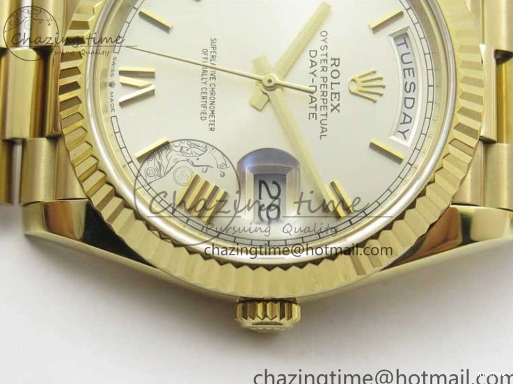 MiroTime 0220 Day-Date 40mm 228239 BP New Dial Version 904 YG Silver Roman Markers Dial on SS President Bracelet A Popular 2806